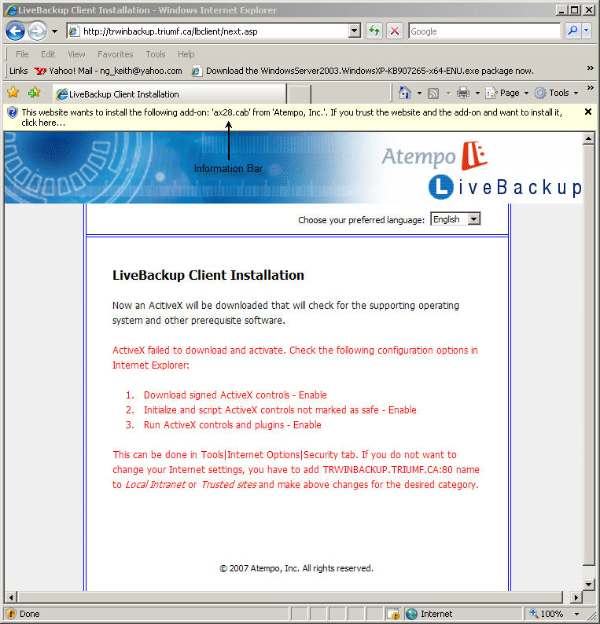Atempo Client Install2